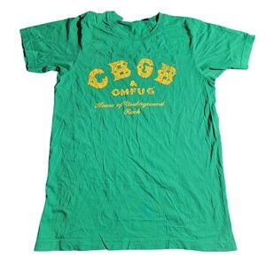 CBGB OMFUG Home of Underground Rock Graphic T-Shirt Green Small NYC Punk Tee